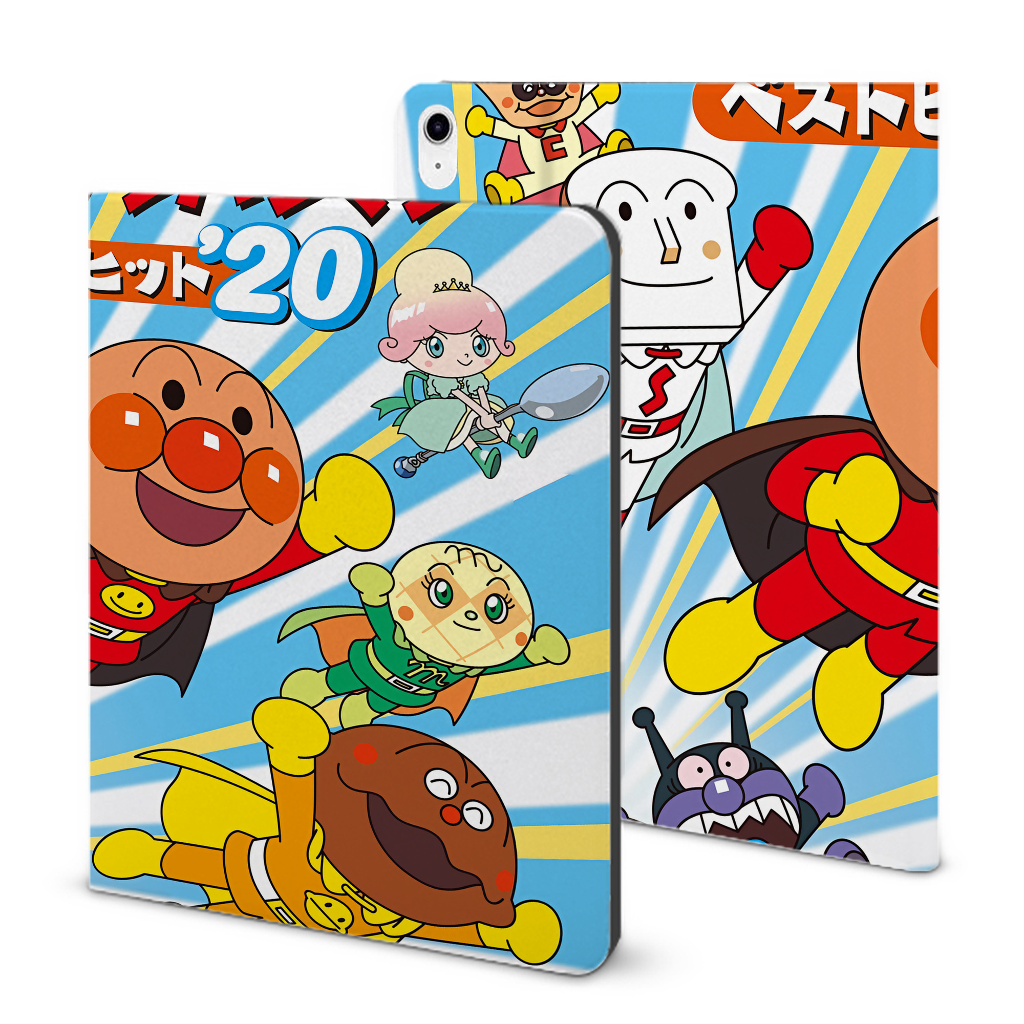 （画像用） アンパンマン Anpanman IPad ケース ブック型 PUレザー TPU 耐衝撃 軽量 薄型 ペン収納なし 全面保護 IPad 各モデル対応